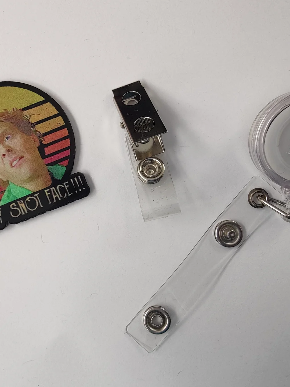 Handmade Badge Reel- Shot Face